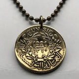 1941 Tunisia Franc coin pendant Tunisian Tunis Sfax El Djem French North African Arabic Islamic Muslim Mediterranean Sea necklace n000661