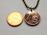 2000 España Spain 2 Euro Cent coin pendant  Santiago de Compostela cathedral Saint James the Great apostle Madrid Barcelona Murcia Asturias Cataluña Las Palmas Vigo Gijón Ibiza Oviedo Andalusia Sevilla Granada Zaragoza Toledo Cadiz Tenerife n002326