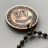 1950 Mozambique 20 Cent coin pendant Mozambican Maputo Bantu Tsonga Tete Quelimane Lichinga Zambezia Sofala Gorongosa Marrabenta n001177