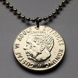 1969 to 1973 Sweden Sverige 1 Krona coin pendant Swedish 3 crowns lions Stockholm Nordic Scandinavia Baltic king queen Vikings Malmö n001363