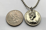 1981 Fiji 10 Cents coin pendant necklace jewelry throwing club ula tava tava Suva Ba Coral Coast South Pacific Polynesian UK British necklace n002281