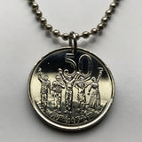 Ethiopia 50 Santeem coin pendant African lion of Judah Israelite tribe Rasta Solomonic dynasty Jewish Kebra Nagast Tigrinya Afar n001034