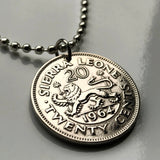 1964 Sierra Leone 20 Cent coin pendant African lion Freetown Bo Lunsar Port Loko Limba Kailahun Mattru Pujehun Milton Margai Moyamba n002403