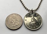 1997 Zimbabwe 50 Cent coin pendant soapstone bird Harare Ndebele Matabeleland Rhodesia Africa Bantu Kalanga Lake Mutirikwe n000440