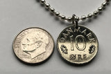 Denmark Danmark 10 Ore coin pendant necklace jewelry initial M Danish crown Danes Copenhagen Aarhus Odense Aalborg Zealand Funen Faroese Amalienborg Langelinie pier Scandinavia Nordic Norse Danskere Viking n000158