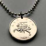 1999 Lithuania Lietuva coin pendant necklace jewelry medieval Vytis horse back armored knight Vityaz Vilnius Kaunas Klaipėda Siauliai Marijampolė Jonava Utena Curonian Spit Panevezys Pahonia Alytus Mazeikiai Trakai Island Castle Kėdainiai n001504