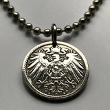 1900 Germany Deutschland 5 Pfennig coin pendant German eagle Berlin Munich Bundesadler Dresden Bonn Hanover Leipzig Dortmund Bavaria n000640