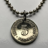 1900 Germany Deutschland 5 Pfennig coin pendant German eagle Berlin Munich Bundesadler Dresden Bonn Hanover Leipzig Dortmund Bavaria n000640