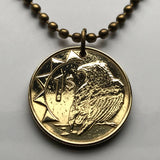 2010 Namibia Dollar coin pendant Namibian Bateleur Eagle Windhoek antelopes oryx necklace African Fish Eagle jewelry Africa sun rays n001334
