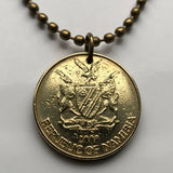 2010 Namibia Dollar coin pendant Namibian Bateleur Eagle Windhoek antelopes oryx necklace African Fish Eagle jewelry Africa sun rays n001334