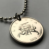 1999 Lithuania Lietuva coin pendant necklace jewelry medieval Vytis horse back armored knight Vityaz Vilnius Kaunas Klaipėda Siauliai Marijampolė Jonava Utena Curonian Spit Panevezys Pahonia Alytus Mazeikiai Trakai Island Castle Kėdainiai n001504