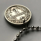 1924 Uruguay 2 Centesimos coin pendant necklace jewelry Sol de Mayo Montevideo Salto Artigas Charrúa Villa del Cerro Punta del Este Ciudad de la Costa Paysandú Las Piedras Casabó Rioplatense Maldonado Melo n000985
