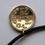 1947 Luxembourg Letzeburg 25 Centimes coin pendant necklace jewelry Luxembourgish lion Esch-sur-Alzette Differdange Dudelange Wormeldange Grund Diekirch Schengen Pétange Rumelange Redange Bourscheid n000651