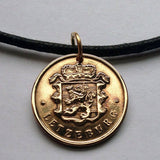 1947 Luxembourg Letzeburg 25 Centimes coin pendant necklace jewelry Luxembourgish lion Esch-sur-Alzette Differdange Dudelange Wormeldange Grund Diekirch Schengen Pétange Rumelange Redange Bourscheid n000651