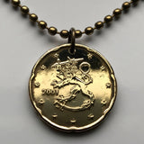 1999 Finland Suomi 20 Euro Cent coin pendant jewelry Finnish lion Helsinki Espoo Finnic Nordic Tampere Vantaa Oulu Turku Lahti Savonlinna Uusimaa Pirkanmaa Jyväskylä Baltic Sea Porvoo n002522