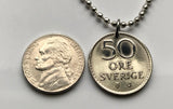 1970 Schweden 50 Ore Münzanhänger Schwedische Krone Initiale GA Stockholm Sverige Västerås Helsingborg Norrköping Smolandia Nordic Norse n000553