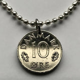 Denmark Danmark 10 Ore coin pendant necklace jewelry initial M Danish crown Danes Copenhagen Aarhus Odense Aalborg Zealand Funen Faroese Amalienborg Langelinie pier Scandinavia Nordic Norse Danskere Viking n000158