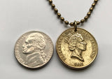 1990 New Zealand 1 Dollar coin pendant necklace jewelry Kiwi bird Wellington Maori Pacific island Oceania British Hawaiki North South Island haka n001336