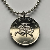 1999 Lithuania Lietuva coin pendant necklace jewelry medieval Vytis horse back armored knight Vityaz Vilnius Kaunas Klaipėda Siauliai Marijampolė Jonava Utena Curonian Spit Panevezys Pahonia Alytus Mazeikiai Trakai Island Castle Kėdainiai n001504