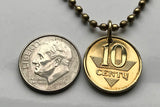 1997 Lithuania Lietuva 10 Centu coin pendant Vytis horse armored knight Vilnius medieval Lithuanian horseback armor sword Vityaz n002028