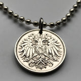 1895 Austria Osterreich 10 Heller coin pendant necklace jewelry Austrian eagle Habsburg Vienna Linz Österreicher Schönbrunn Palace Sankt Pölten Styria Mozart n000305