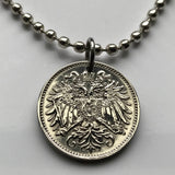 1895 Austria Osterreich 10 Heller coin pendant necklace jewelry Austrian eagle Habsburg Vienna Linz Österreicher Schönbrunn Palace Sankt Pölten Styria Mozart n000305