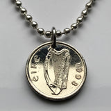 1993 Ireland 5 Pence coin pendant  Irish bull Gaelic harp Éire Gaels Airlann Gaillimh Airlann Waterford Lucky British Isles n000601