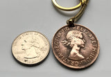 1964 Australia 1 Penny coin pendant kangaroo wallaby roos Sydney Darwin New South Wales Tasmania Aussie Southern Cross Oceania joey n002227