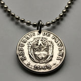 1993 Panama 5 Centesimo coin pendant Panamanian eagle flag bandera eagle emblem shield escutcheon Balboa necklace jewelry n001213