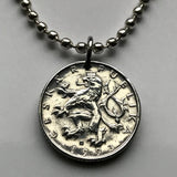 1993 Czechia 50 Haleru coin pendant jewelry Czech lion Prague Brno Bohemia Moravia Silesia Ostrava Plzeň Liberec Charles Bridge Olomouc Ústí nad Labem Kutná Hora Český Krumlov České Budějovice n002565