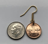 1966 Finland Suomi 1 Penni coin earrings Finnish hannunvaakuna Looped square Scandinavia Nordic Helsinki Viking Baltic Finns dangle e000063