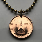 2002 Italy 2 Euro Cent coin jewelry Mole Antonelliana Turin tower Villa della Regina Santa Maria del Monte Gran Via Roma Crocetta n000658