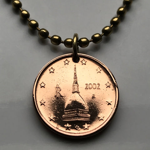 2002 Italy 2 Euro Cent coin jewelry Mole Antonelliana Turin tower Villa della Regina Santa Maria del Monte Gran Via Roma Crocetta n000658