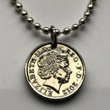 2014 United Kingdom 5 Pence coin pendant Irish harp English lion Belfast London Manchester British Great Britain necklace n002224