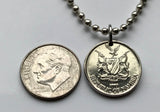 1993 Namibia 10 Cents coin pendant Mopane Aloe tree Windhoek African desert Ovambo Kavango people sun Namibian necklace n002619
