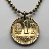 1980 Spain Peseta coin pendant España 1982 FIFA World Cup Castile Leon Aragon Navarre Granada Sevilla Malaga Cataluña España Basque n001749