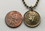 1943 British Ceylon Sri Lanka 25 Cent coin pendant Sinha flag Sinhalese Colombo Kaduwela Maharagama Kesbewa Dehiwala Lavinia Moratuwa Negombo Kotte Kalmunai Kingdom of Kandy Galle Batticaloa Jaffna Matara Buddhism Anuradhapura Polonnaruwa kingdom n002678