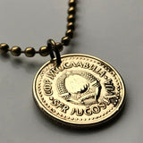1985 Yugoslavia Jugoslavija 1 Dinar coin pendant necklace jewelry Serbia Croatia Belgrade Bosnia Herzegovina Slovenia Srbija Balkans South Slavic n001368