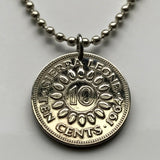 1964 Sierra Leone 10 Cent coin pendant cacao pods cocoa Freetown Bo Lunsar Port Loko Limba Kailahun Mattru Pujehun Milton Margai n002648