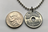 1964 Greece 10 Lepta coin pendant Greek crown Athens Hellenic Macedonia Sparta Attica Corinth Argos Peloponnese Pella Thebes Hellas n002654