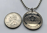 1970 Japan 100 Yen coin pendant mount Fuji Suita Osaka Expo Nippon Chiba Kitakyushu Sakai Hanami Fujiyama Nagasaki Hiroshima Honshu n000865