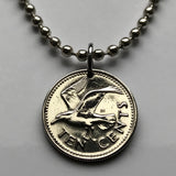 1973 to 2012 Barbados 10 Cents coin pendant Barbadian Tern bird swallow of the sea Bridgetown trident dolphin fish pelican caribbean 000571