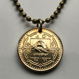 2009 Nepal 1 Rupee coin pendant Nepalese map Mount Everest Sagarmatha Himalayan mountains sun moon Mahalangur Himal Tibet necklace n001729