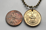 2009 Nepal 1 Rupee coin pendant Nepalese map Mount Everest Sagarmatha Himalayan mountains sun moon Mahalangur Himal Tibet necklace n001729