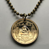 Colgante de moneda de 1 rupia de Nepal de 2009 con mapa de Nepal, monte Everest, Sagarmatha, montañas del Himalaya, sol, luna, Mahalangur, Himal, Tíbet, collar n.º 001729