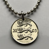 2004 Estonia 20 Senti coin pendant Estonian 3 blue lions Eesti Tallinn Baltic Nordic Finnic Uralic Toompea Hill Jaaniõhtu n001628