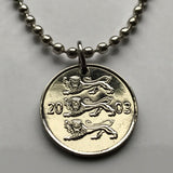 2004 Estonia 20 Senti coin pendant Estonian 3 blue lions Eesti Tallinn Baltic Nordic Finnic Uralic Toompea Hill Jaaniõhtu n001628