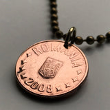 2008 Rumänien 5 Bani Münze Anhänger Halskette Schmuck rumänischen Steinadler Bukarest orthodoxe Kreuz Balkan Moldawien Walachei Siebenbürgen Halskette n002752