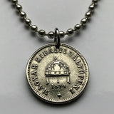 1894 Hungary Magyars 10 Filler coin pendant necklace Hungarian jewelry Saint Stephen Holy Crown Budapest Debrecen Jasz Pest Pannonian Basin Csangos Ugrians Magyarország Magyarok n002770
