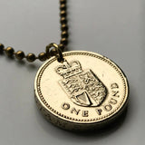 1988 Britisches Pfund Münzanhänger Britisches Königsschild Union Jack Löwen Harfe Edinburgh Cardiff Belfast Glasgow Manchester Schotten n002773